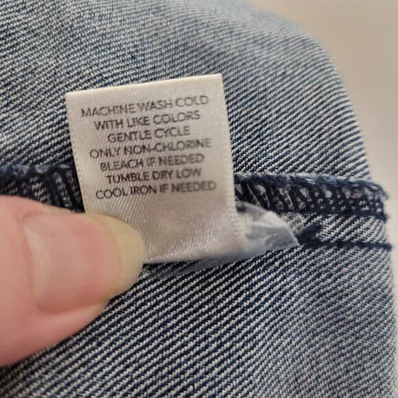 Christopher and Banks embroidered denim midi skirt Size 12 back slit Y2K Boho - Picture 10 of 10